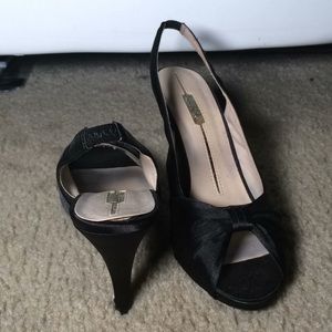 Black peep-toe high heels